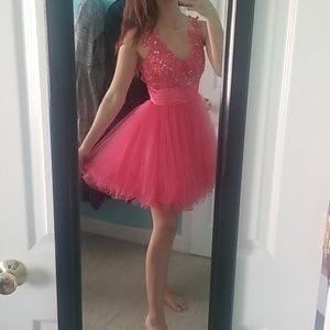 BRIGHT PINK HOCO DRESS